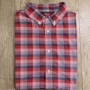 The North Face Red and Blue Plaid Casual Button Down Shirt